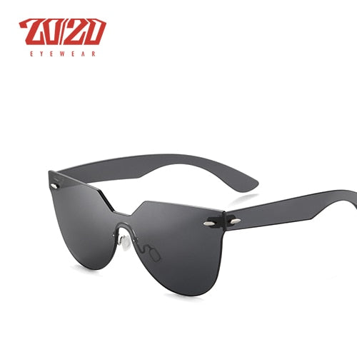 20/20 Rimless Flat Lens Unisex Sunglasses Pc1608 Sunglasses 20/20 C01 Black  