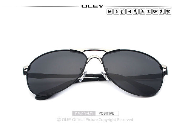 Oley Brand Men's Polarized Driving Sunglasses Women Pilot Blue Coating Y7611 Sunglasses Oley Y7611 C1 BOX  