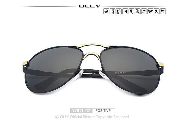 Oley Brand Men's Polarized Driving Sunglasses Women Pilot Blue Coating Y7611 Sunglasses Oley Y7611 C2 BOX  