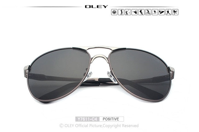 Oley Brand Men's Polarized Driving Sunglasses Women Pilot Blue Coating Y7611 Sunglasses Oley Y7611 C4 BOX  