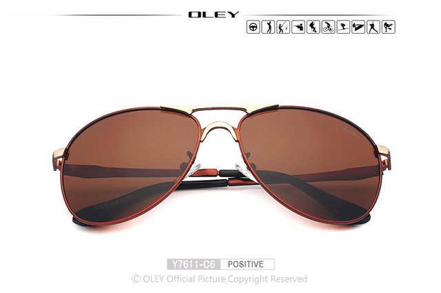 Oley Brand Men's Polarized Driving Sunglasses Women Pilot Blue Coating Y7611 Sunglasses Oley Y7611 C6 BOX  