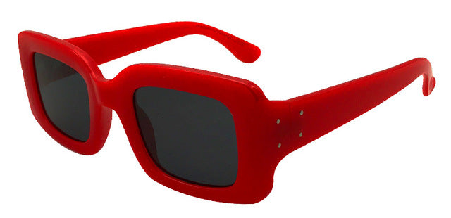 Shauna Unisex Nail Decoration Women Men Square Sunglasses Reinforcing Metal Hinge Sunglasses Shauna Red Black  