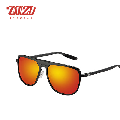 20/20 Classic MirrorSquare Polarized Aluminum Unisex Sunglasses UV400 Pk017 Sunglasses 20/20 C05 Black Red  