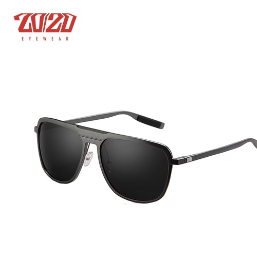 20/20 Classic MirrorSquare Polarized Aluminum Unisex Sunglasses UV400 Pk017 Sunglasses 20/20 C01 Gun Smoke  