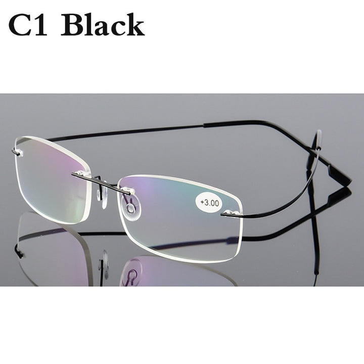 Belmon Unisex Rimless Rectangle Alloy Reading Glasses Rs079 Rimless Belmon   