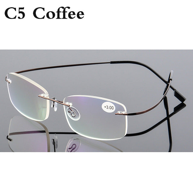 Reading Glasses Men Women Rimless Ultra-Light Magnetic Eyeglasses For Male +1.0+1.5+2.0+2.5+3.0+3.5+4.0 Rs079 Reading Glasses Belmon +100 RS079 C05 