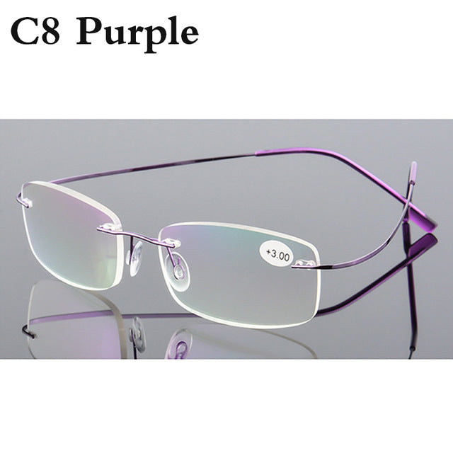 Reading Glasses Men Women Rimless Ultra-Light Magnetic Eyeglasses For Male +1.0+1.5+2.0+2.5+3.0+3.5+4.0 Rs079 Reading Glasses Belmon +100 RS079 C08 