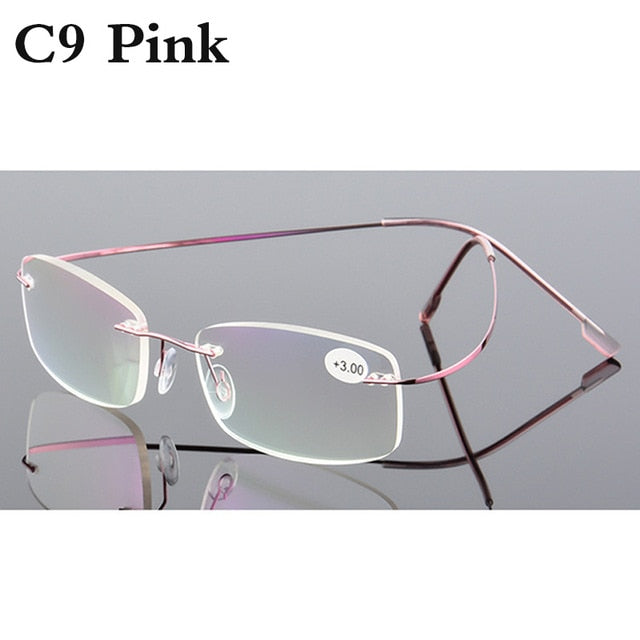 Belmon Unisex Rimless Rectangle Alloy Reading Glasses Rs079 Rimless Belmon +100 RS079 C09 