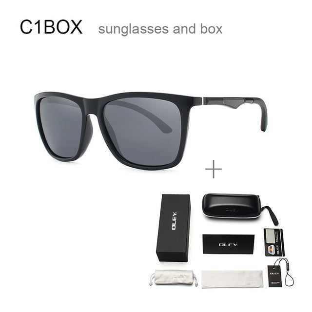 Oley Classic Aluminum Magnesium Tr90 Polarized Sunglasses Men Black Hd Color Film Anti-Uv Ya425 Sunglasses Oley YA425 C1BOX  