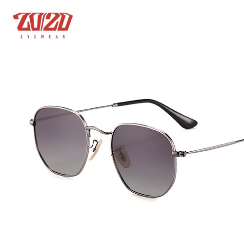 20/20 Polarized Square Metal Unisex Sunglasses 17033-2 Sunglasses 20/20 C01Silver PSmoke  