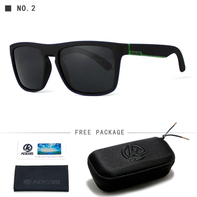 Kdeam Brand Mens Flat Top Polarized Square Sunglasses Anti Reflective Uv400 156P Sunglasses Kdeam C2 With Hard Case 