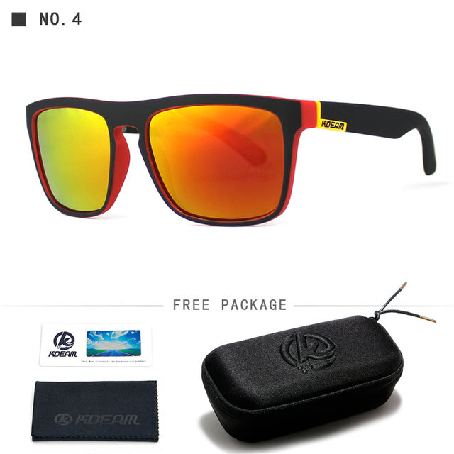 Kdeam Brand Mens Flat Top Polarized Square Sunglasses Anti Reflective Uv400 156P Sunglasses Kdeam C4 With Hard Case 