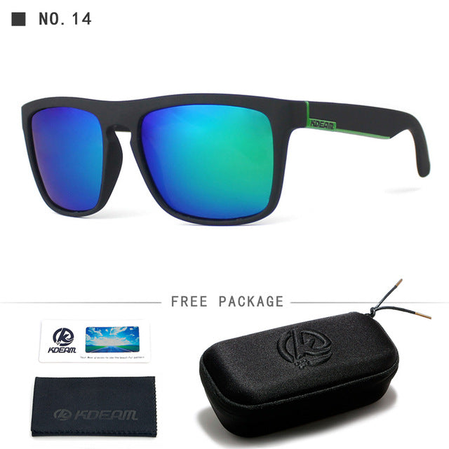 Kdeam Brand Mens Flat Top Polarized Square Sunglasses Anti Reflective Uv400 156P Sunglasses Kdeam C14 With Hard Case 