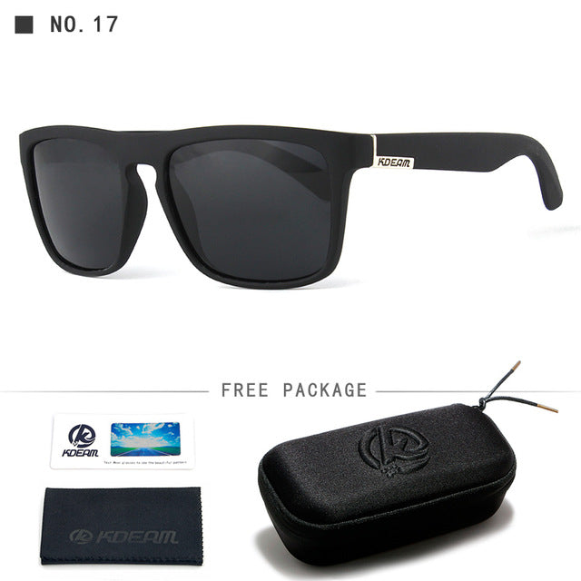 Kdeam Brand Mens Flat Top Polarized Square Sunglasses Anti Reflective Uv400 156P Sunglasses Kdeam C17 With Hard Case 