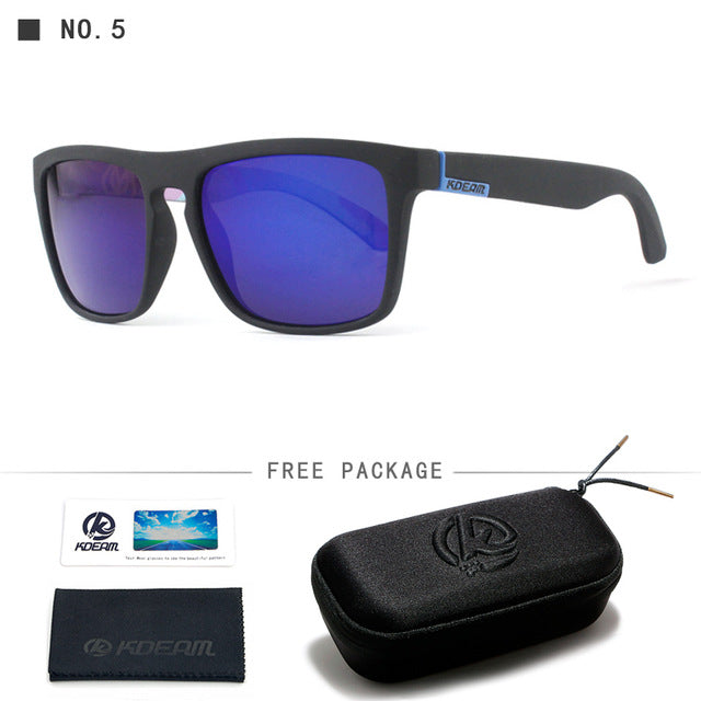 Kdeam Brand Mens Flat Top Polarized Square Sunglasses Anti Reflective Uv400 156P Sunglasses Kdeam C5 With Hard Case 