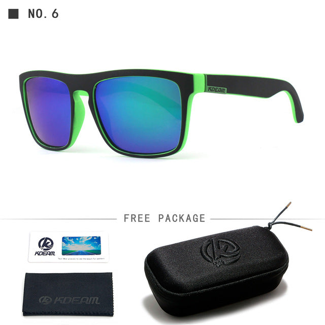 Kdeam Brand Mens Flat Top Polarized Square Sunglasses Anti Reflective Uv400 156P Sunglasses Kdeam C6 With Hard Case 