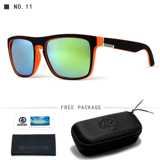 Kdeam Brand Mens Flat Top Polarized Square Sunglasses Anti Reflective Uv400 156P Sunglasses Kdeam C11 With Hard Case 