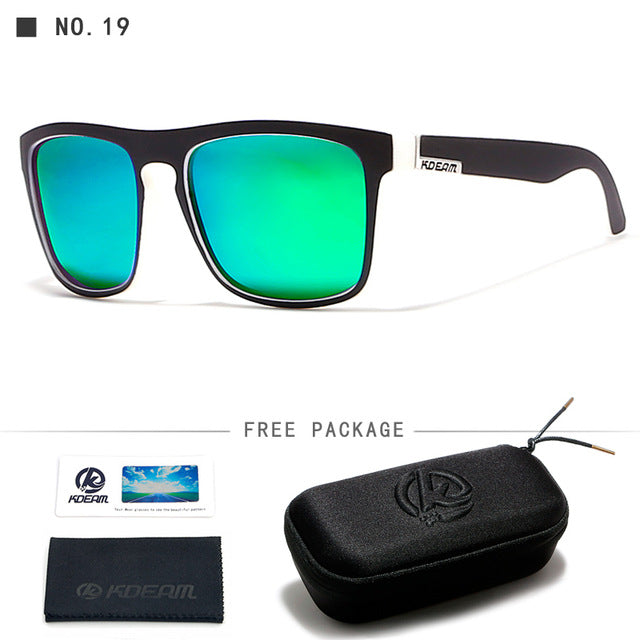 Kdeam Brand Mens Flat Top Polarized Square Sunglasses Anti Reflective Uv400 156P Sunglasses Kdeam C19 With Hard Case 