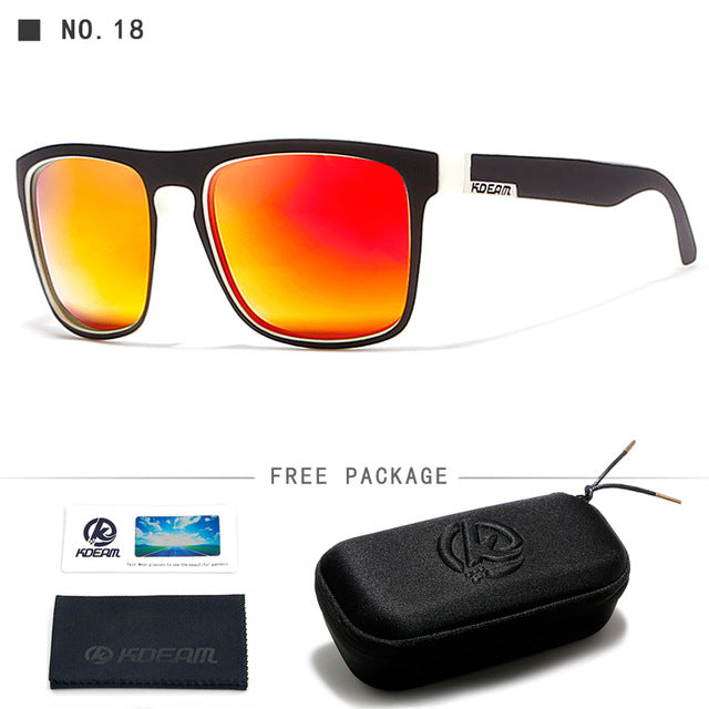 Kdeam Brand Mens Flat Top Polarized Square Sunglasses Anti Reflective Uv400 156P Sunglasses Kdeam C18 With Hard Case 