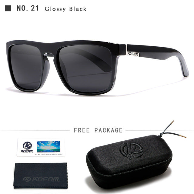 Kdeam Brand Mens Flat Top Polarized Square Sunglasses Anti Reflective Uv400 156P Sunglasses Kdeam C21 With Hard Case 