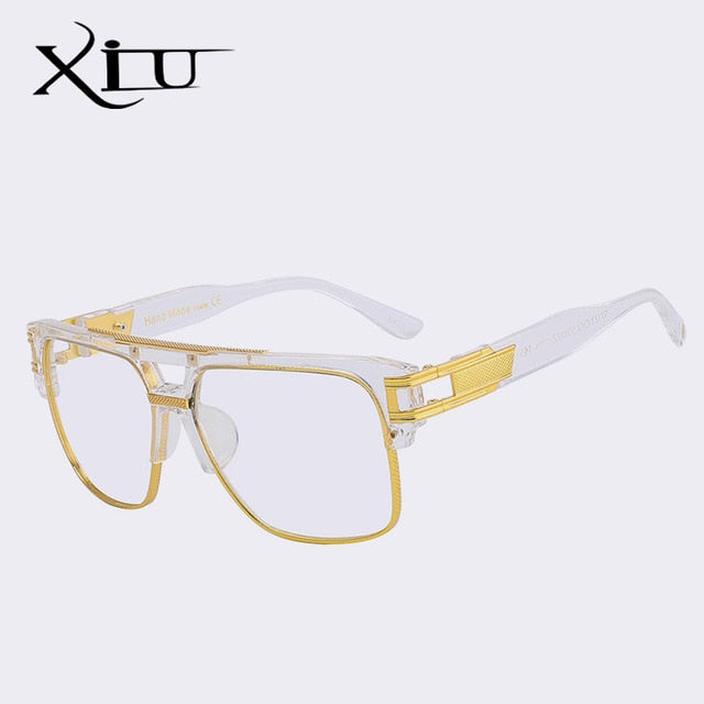 Xiu Brand Men's Sunglasses Half Metal Frame Classic Sunglasses Xiu Clear w clear lens  