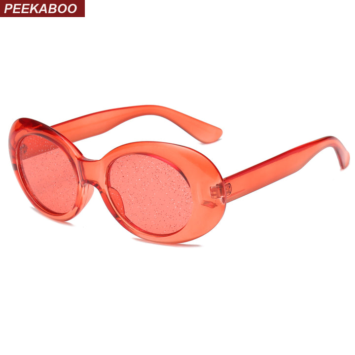 Peekaboo Red Oval Sunglasses Women Colorful Candy Color Yellow Pink Purple Transparent Sunglasses Peekaboo   