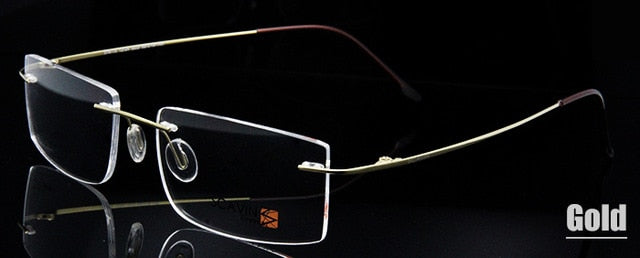 Esnbie Computer Rimless Titanium Glasses Frame Men Memory Eyeglass Frames 7 Colors Square Shape Rimless Esnbie Rimless Titanium gd  