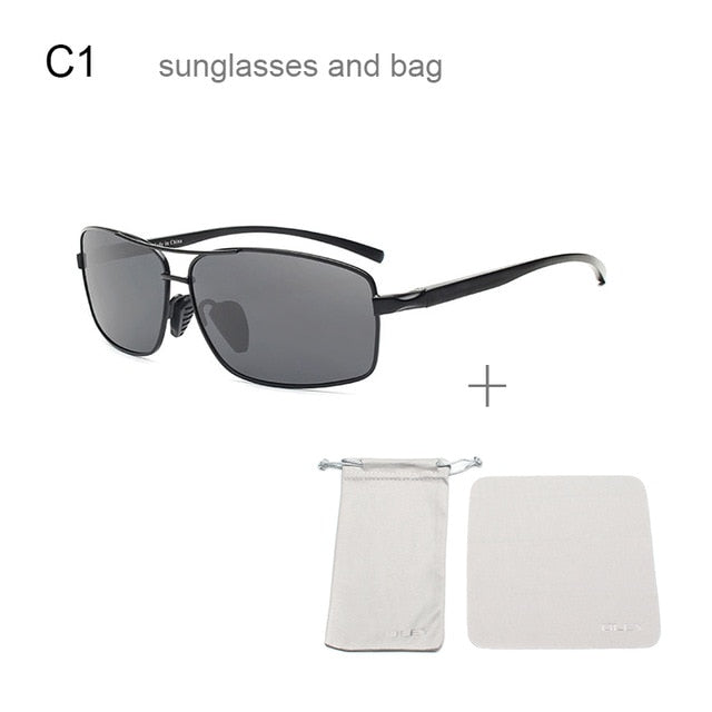 Oley Men Polarized Sunglasses Aluminum Magnesium Driving Glasses Rectangle Shades Y1347 Sunglasses Oley Y1347 C1  