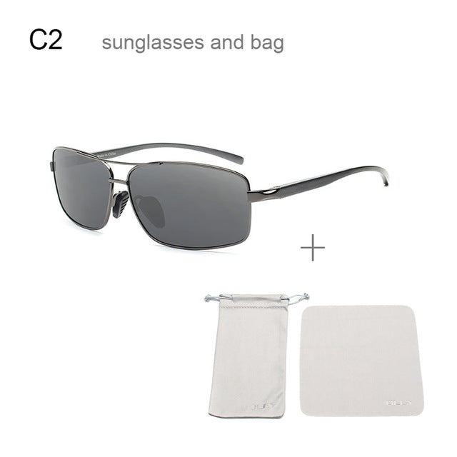 Oley Men Polarized Sunglasses Aluminum Magnesium Driving Glasses Rectangle Shades Y1347 Sunglasses Oley Y1347 C2  