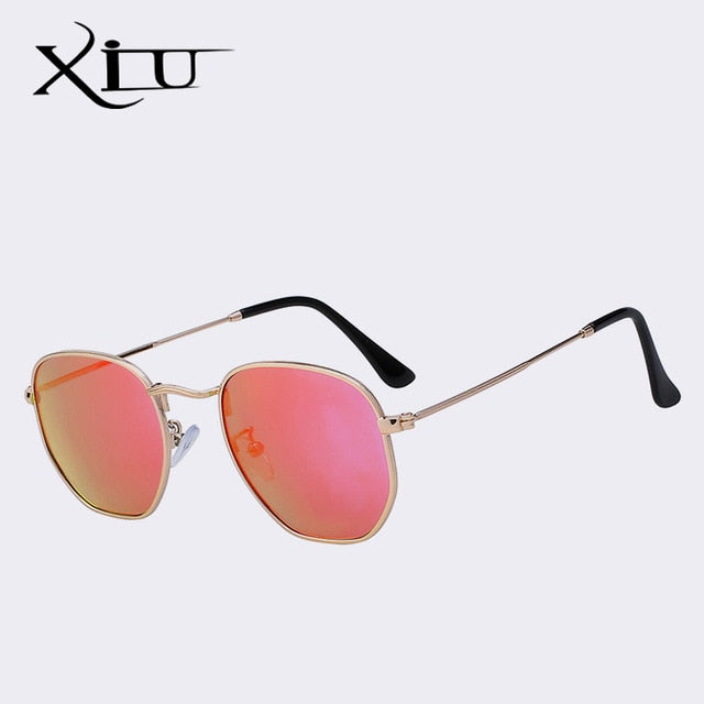 Xiu Brand Men's Polarized Sunglasses Mirror Smoke Black Brown Sunglasses Xiu Gold w magenta mir  
