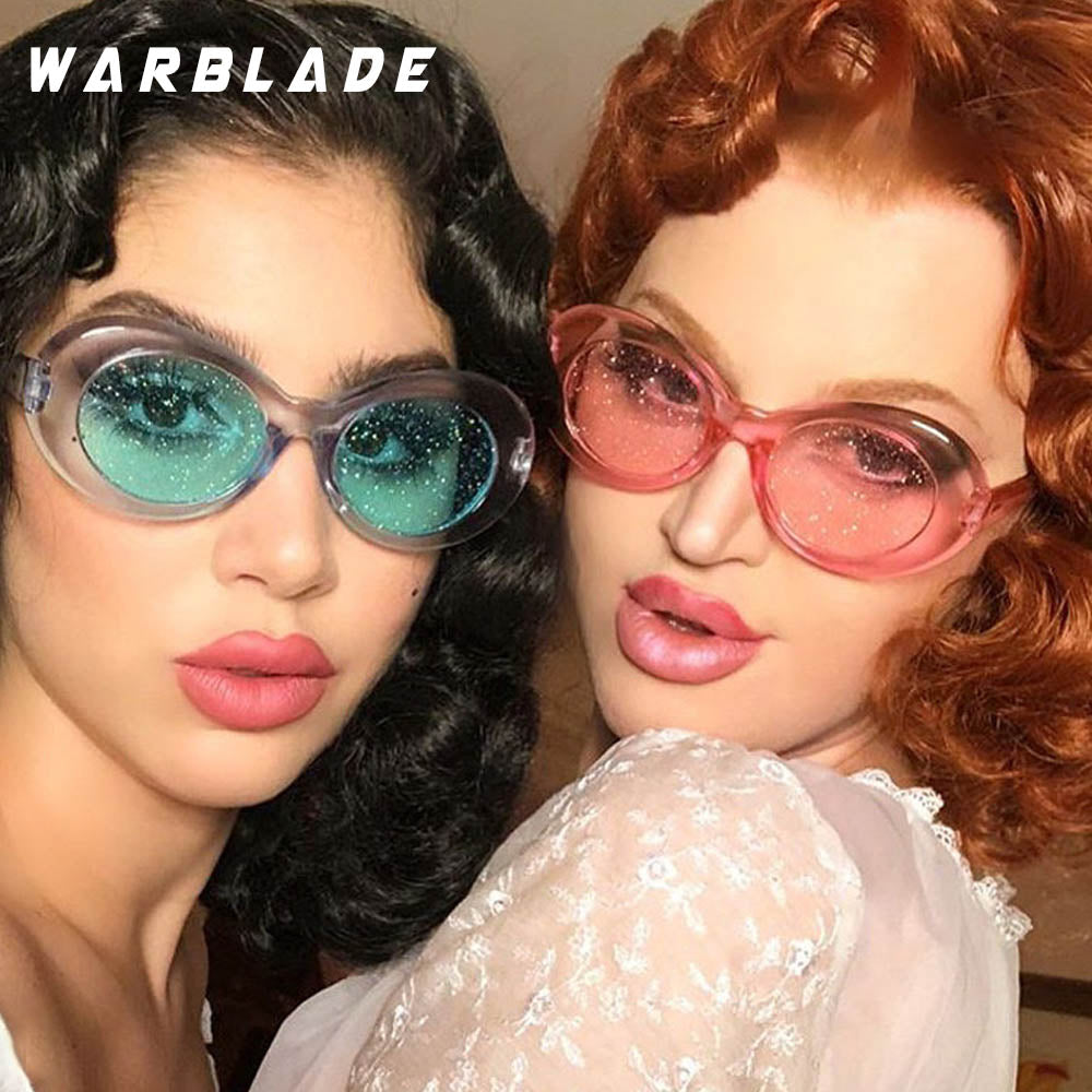 Warblade Sunglasses Women Oval Glasses Glitter Lenses Candy Red Pink Yellow Sunglasses Warblade   