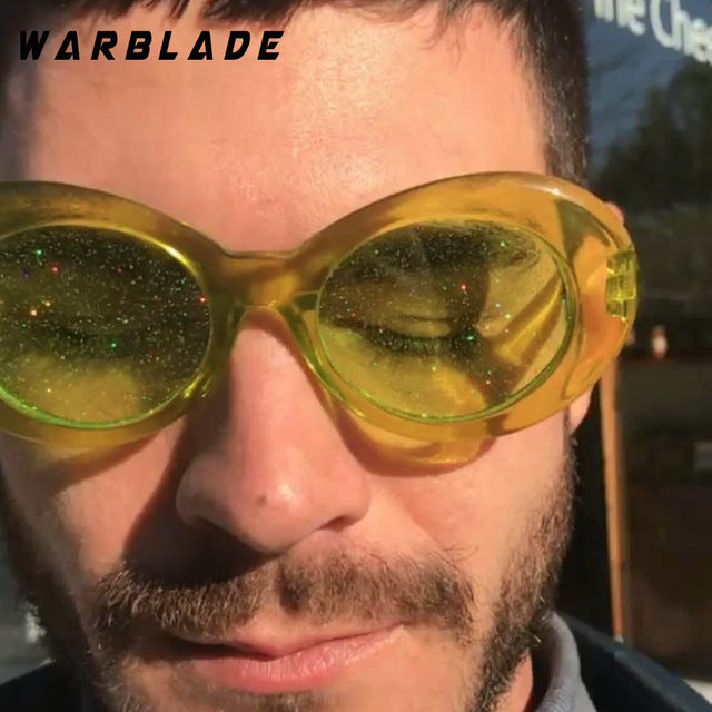 Warblade Sunglasses Women Oval Glasses Glitter Lenses Candy Red Pink Yellow Sunglasses Warblade yellow yellow  
