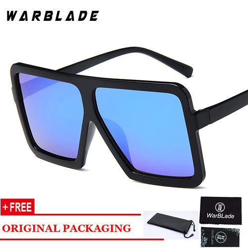 Oversize Square Sunglasses Women Gradient Lens Shades Men Big Black Sunglasses Warblade black blue  