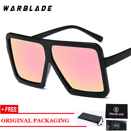 Oversize Square Sunglasses Women Gradient Lens Shades Men Big Black Sunglasses Warblade black pink  