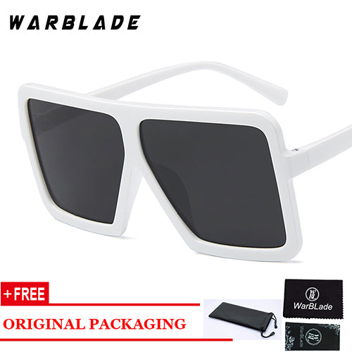 Oversize Square Sunglasses Women Gradient Lens Shades Men Big Black Sunglasses Warblade white grey  