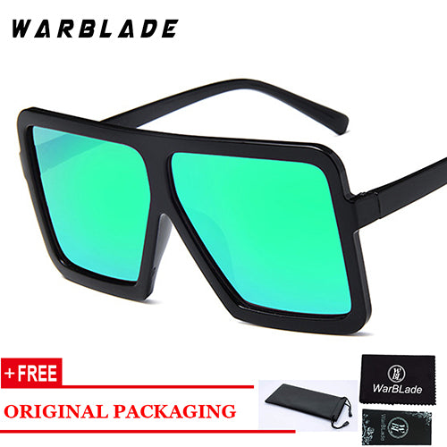 Oversize Square Sunglasses Women Gradient Lens Shades Men Big Black Sunglasses Warblade black green  