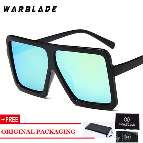 Oversize Square Sunglasses Women Gradient Lens Shades Men Big Black Sunglasses Warblade black gold  