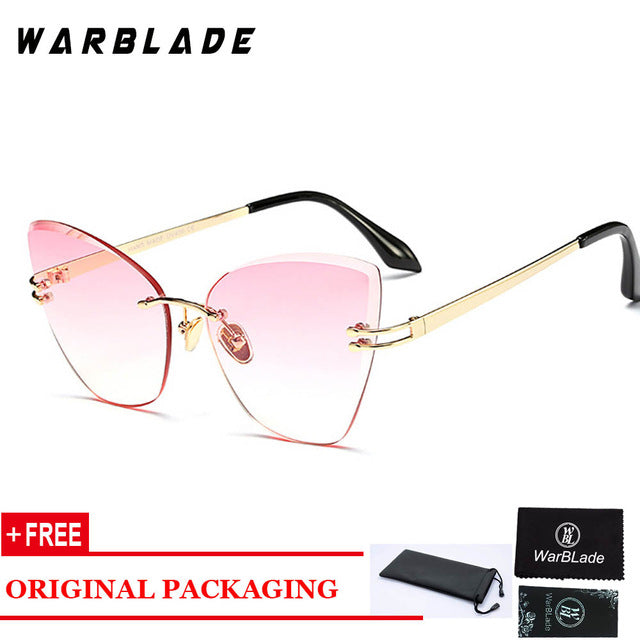 Warblade Women Cat Eye Brand Designer Rimless Classic Gradient Lens 5098 Rimless Warblade pink  