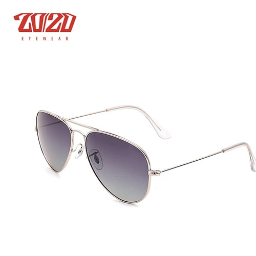 20/20 Brand Design Pilot Polarized Sunglasses Men Women Metal Frame Male Sun Glasses Unisex 17019 Sunglasses 20/20 C10 Silver PSmoke  