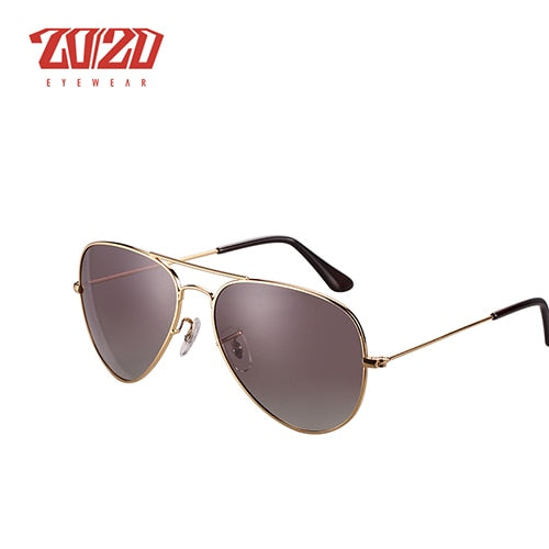 20/20 Brand Design Pilot Polarized Sunglasses Men Women Metal Frame Male Sun Glasses Unisex 17019 Sunglasses 20/20 C25 Gold PBrown  