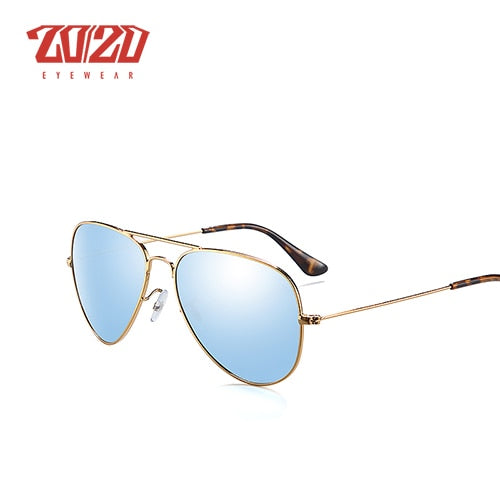 20/20 Brand Design Pilot Polarized Sunglasses Men Women Metal Frame Male Sun Glasses Unisex 17019 Sunglasses 20/20 C30 Gold Blue  