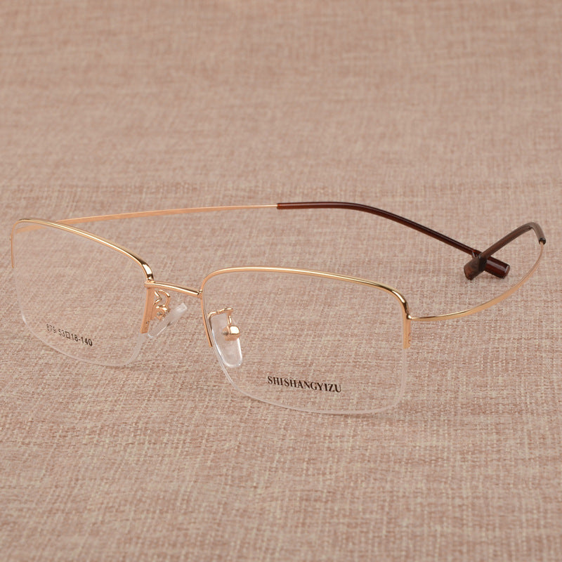 Bclear Men's Eyeglasses Large Face Semi Rim Titanium Alloy S879 Semi Rim Bclear Gold  
