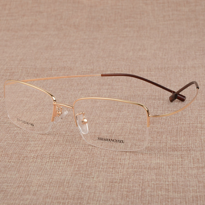 Bclear Men's Eyeglasses Large Face Semi Rim Titanium Alloy S879 Semi Rim Bclear Gold  