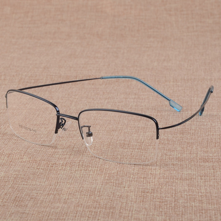 Bclear Men's Eyeglasses Large Face Semi Rim Titanium Alloy S879 Semi Rim Bclear Blue  