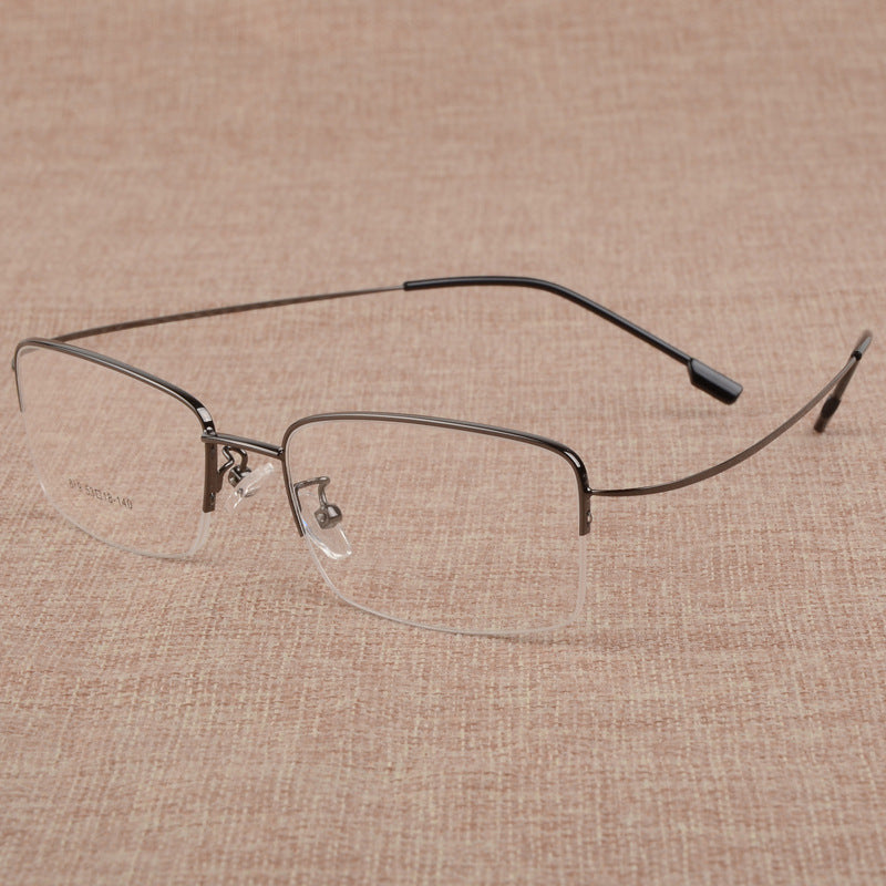 Bclear Men's Eyeglasses Large Face Semi Rim Titanium Alloy S879 Semi Rim Bclear Gray  