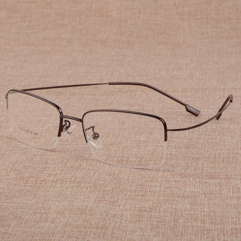 Bclear Men's Eyeglasses Large Face Semi Rim Titanium Alloy S879 Semi Rim Bclear Brown  