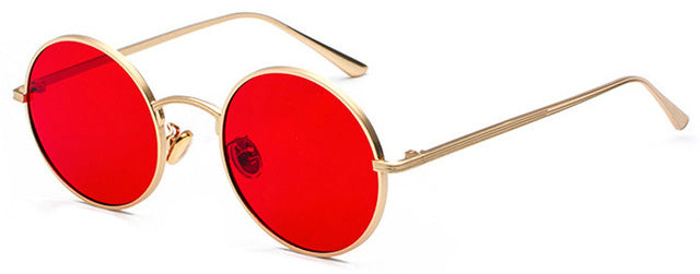 Peekaboo Gold Round Metal Frame Sunglasses Men Women Red Lens Yellow Pink Black Sunglasses Peekaboo gold with red as show in photo 