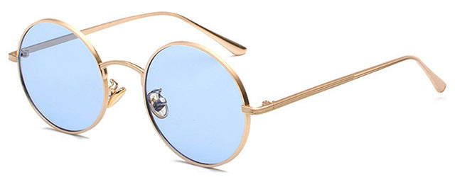 Peekaboo Gold Round Metal Frame Sunglasses Men Women Red Lens Yellow Pink Black Sunglasses Peekaboo gold with blue as show in photo 