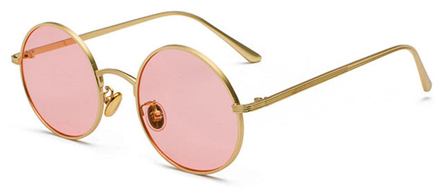 Peekaboo Gold Round Metal Frame Sunglasses Men Women Red Lens Yellow Pink Black Sunglasses Peekaboo gold with pink as show in photo 