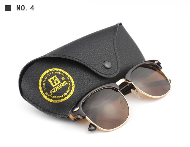 Kdeam Brand Unisex Mixed Classic Polarized Sunglasses Women High Polaroid Half-Gold Frame With Leather Case Sunglasses Kdeam C4 Polarized Lense 